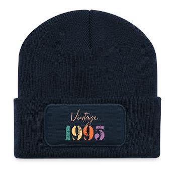 Vintage 1995 florale - Beanie recyclé à patch - bleu marine - Devant