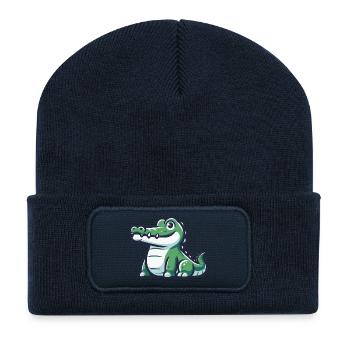 Crocodile amical d’une aventure tropicale - Beanie recyclé à patch - bleu marine - Devant