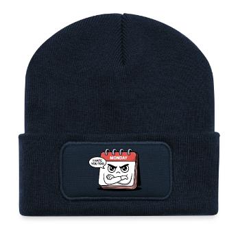 Monday déteste vous trop drôle Jour du calendrier - Beanie recyclé à patch - bleu marine - Devant