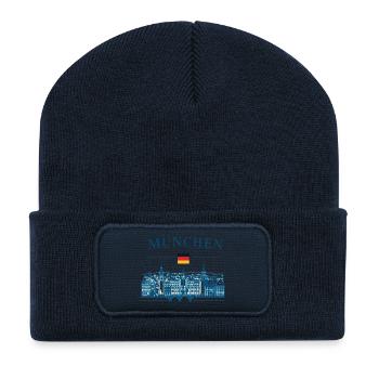 München Skyline: Bayern Souvenir Design - Recycelte Patch Beanie - French Navy - Vorne