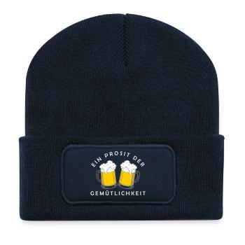Bier - Ein Prosit der Gemütlichkeit - Recycelte Patch Beanie - French Navy - Vorne