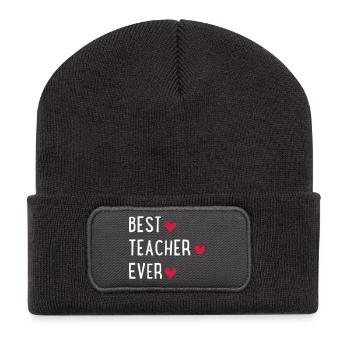 Bester Lehrer / Beste Lehrerin - Recycelte Patch Beanie - Dunkelgrau - Vorne