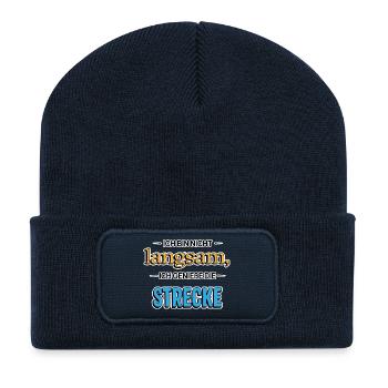 Je ne suis pas lent – Drôle de dicton - Beanie recyclé à patch - bleu marine - Devant