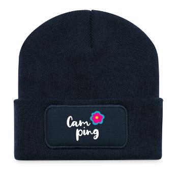Camping Flower Camper Holiday Hobby Fan Love Love - Recycled Patch Beanie - french navy - Front