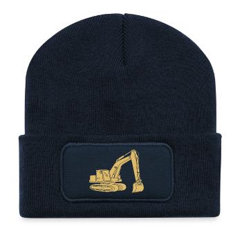 Pelle Silhouette Opérateur d’engins de construction Génie civil - Beanie recyclé à patch - bleu marine - Devant