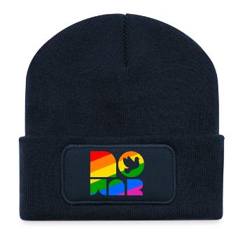 Gay Pride No War Friedenszeichen - Recycelte Patch Beanie - French Navy - Vorne