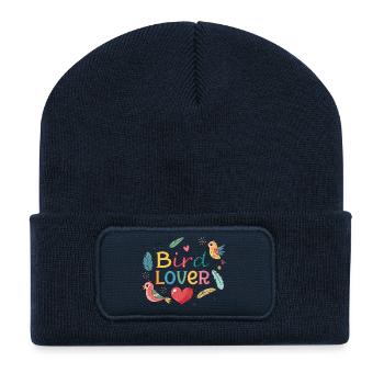 Colorful Passion Bird Design - Recycled Patch Beanie - french navy - Front