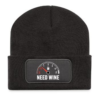 Tank empty – need wine now! - Recycled Patch Beanie - dark grey - Front