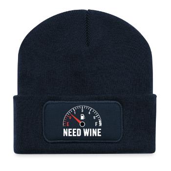 Réservoir vide – besoin de vin maintenant ! - Beanie recyclé à patch - bleu marine - Devant