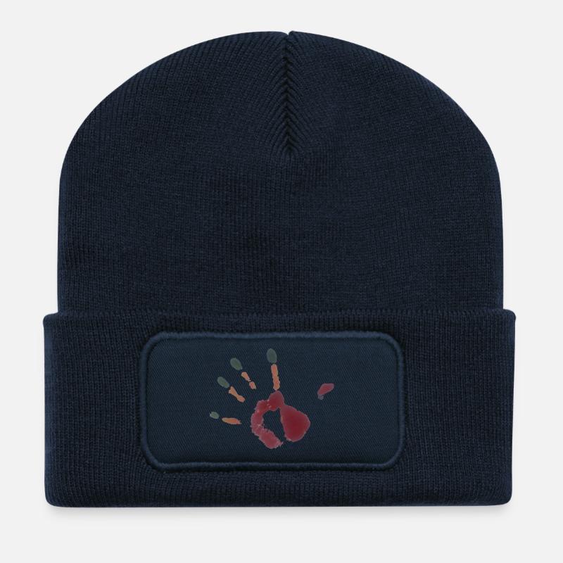 Handprint Illustration - Recycled Patch Beanie - french navy