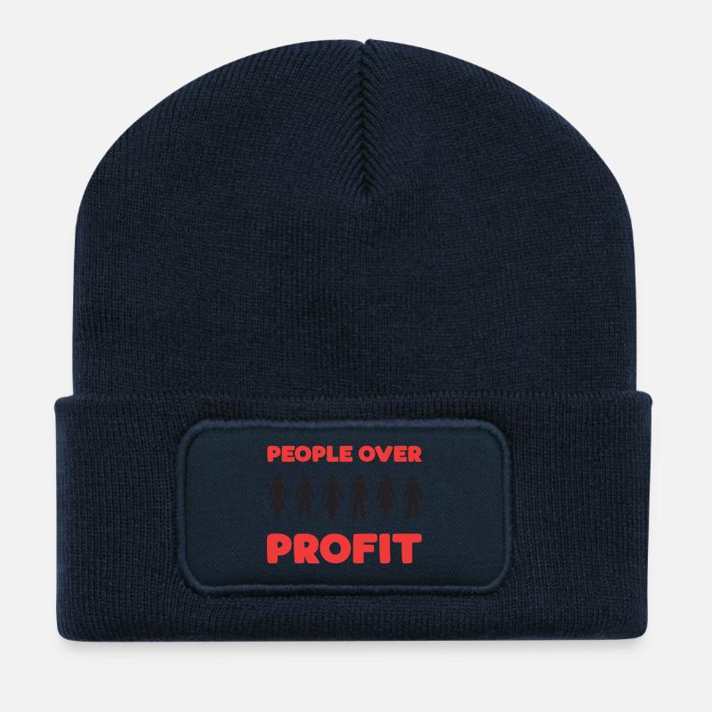 Menschen vor Profit - Recycelte Patch Beanie - French Navy
