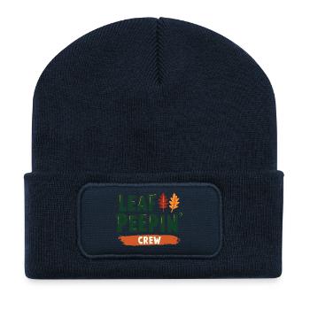Leaf Peeping Crew Spruch Zitat - Recycelte Patch Beanie - French Navy - Vorne