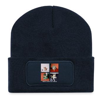 Haustiere mit Cocktails - Recycelte Patch Beanie - French Navy - Vorne