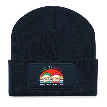 Pregnancy Birth Gingerbread Christmas - Recycled Patch Beanie - french navy - Front