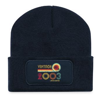 Jahrgang 2003 Sonnenuntergang Ring - Recycelte Patch Beanie - French Navy - Vorne