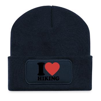 I Love Hiking - Herz - Wandern - Recycelte Patch Beanie - French Navy - Vorne