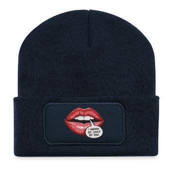 Bold Lip Pop Art : Faites-vous aimer - Beanie recyclé à patch - bleu marine - Devant