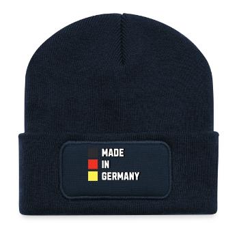 Made in Germany Deutschland Design  - Recycelte Patch Beanie - French Navy - Vorne