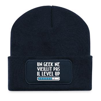 A geek doesn't get old, he level up Retro Gaming - Recycled Patch Beanie - french navy - Front