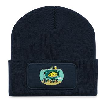 funny beer belly fish stomach comic aquarius - Recycled Patch Beanie - french navy - Front