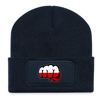 Poland Fist Flag - Recycled Patch Beanie - french navy - Front