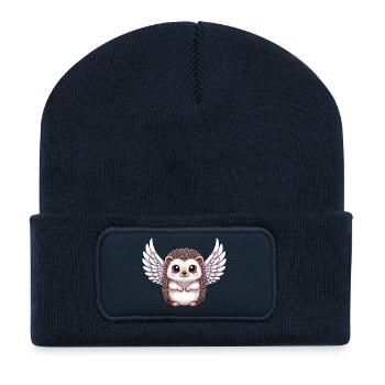 Süßer Igel mit Flügeln Heiligenschein Weihnachten  - Recycelte Patch Beanie - French Navy - Vorne