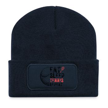 Tennis Passion Design Tennis Zitat - Recycelte Patch Beanie - French Navy - Vorne
