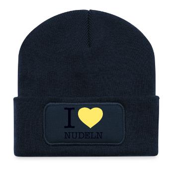 I love Nudeln - Recycelte Patch Beanie - French Navy - Vorne