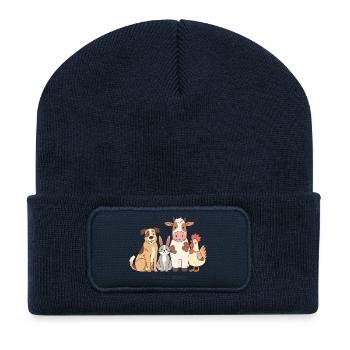 Be Kind To All Kinds Animal Design - Recycled Patch Beanie - french navy - Front
