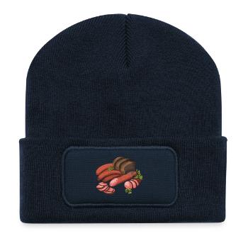 Savory Sausage & Bread Collage - Recycled Patch Beanie - french navy - Front
