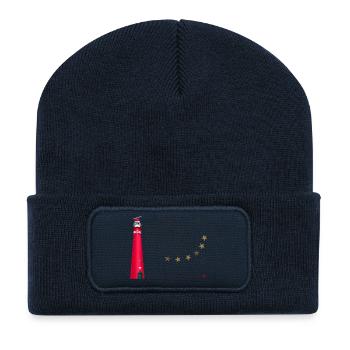 Mon mouillage Schiermonnikoog, dessin à la main - Beanie recyclé à patch - bleu marine - Devant