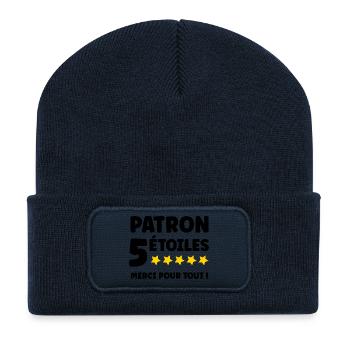 patron - Beanie recyclé à patch - bleu marine - Devant