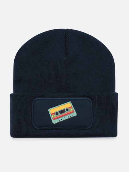 Retro Pastell Kassette - Recycelte Patch Beanie - French Navy