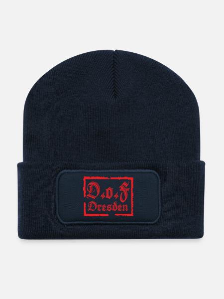 D.o.F Dresden Fraktur - Beanie recyclé à patch - bleu marine