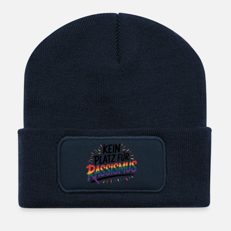 Kein Platz für Rassismus - Cool Pride Logo - Recycelte Patch Beanie - French Navy