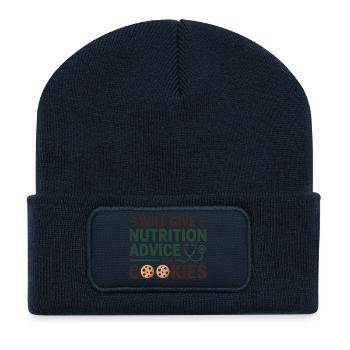Je donnerai des conseils nutritionnels pour l’expert en cookies - Beanie recyclé à patch - bleu marine - Devant