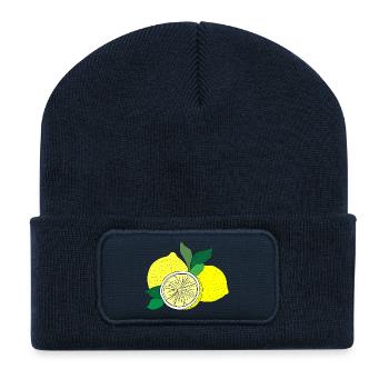 Imprimé agrume - Beanie recyclé à patch - bleu marine - Devant