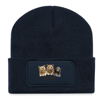 Bären knurren Lustiges Bärenliebhaber-Knurren - Recycelte Patch Beanie - French Navy - Vorne