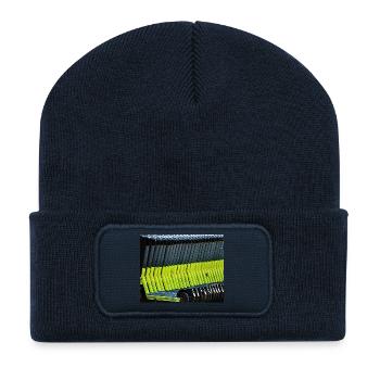 Trottinettes électriques vert néon garées dans la rangée - Beanie recyclé à patch - bleu marine - Devant