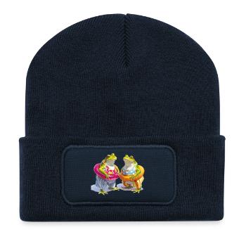 Happy frog buddies in summer - Recycled Patch Beanie - french navy - Front