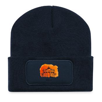 Berlin Brandenburger Tor Aquarell - Recycelte Patch Beanie - French Navy - Vorne