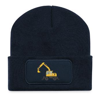 Zweiwegebagger Bagger Gleisbau - Recycelte Patch Beanie - French Navy - Vorne