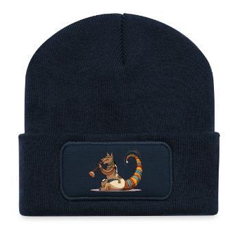 Dino Saxophon Tribal Schmuck - Recycelte Patch Beanie - French Navy - Vorne