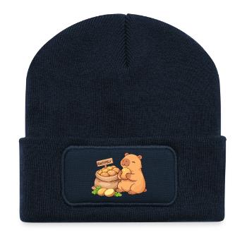 Capybara mit Kartoffeln – entspannt & niedlich - Recycelte Patch Beanie - French Navy - Vorne
