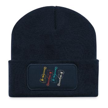 Hawaiian Ukulele Uke Retro Vintage - Recycled Patch Beanie - french navy - Front