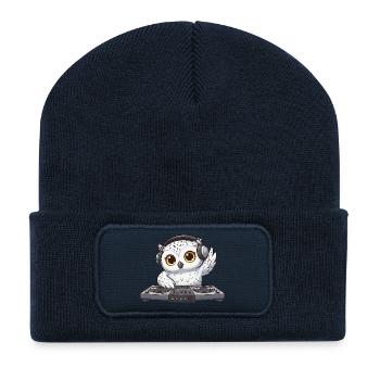 Owl DJ Dancing Techno Disco Electronic Music - Recycled Patch Beanie - french navy - Front