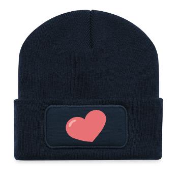Minimalist pastel heart - Recycled Patch Beanie - french navy - Front