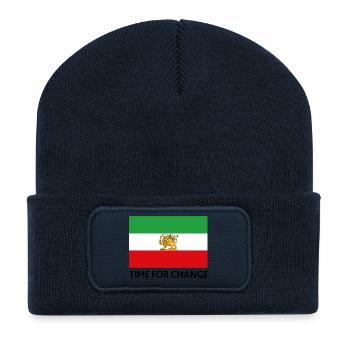 Motif historique du Lion et du Soleil - Beanie recyclé à patch - bleu marine - Devant