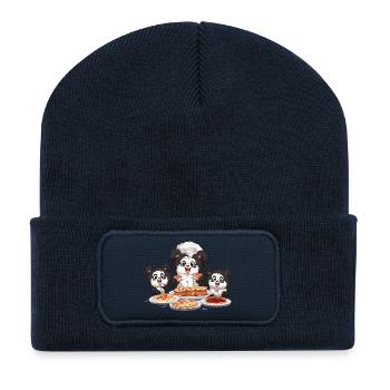 Panda Pizza Fest - Recycelte Patch Beanie - French Navy - Vorne