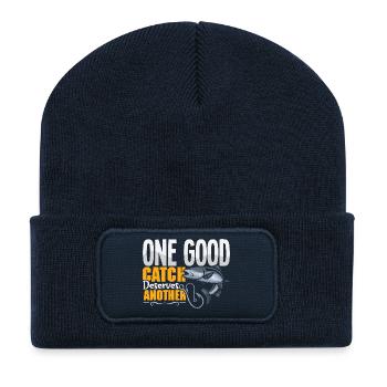 Fishing Angler Fish Fisherman Sayings Petri Heil - Recycled Patch Beanie - french navy - Front